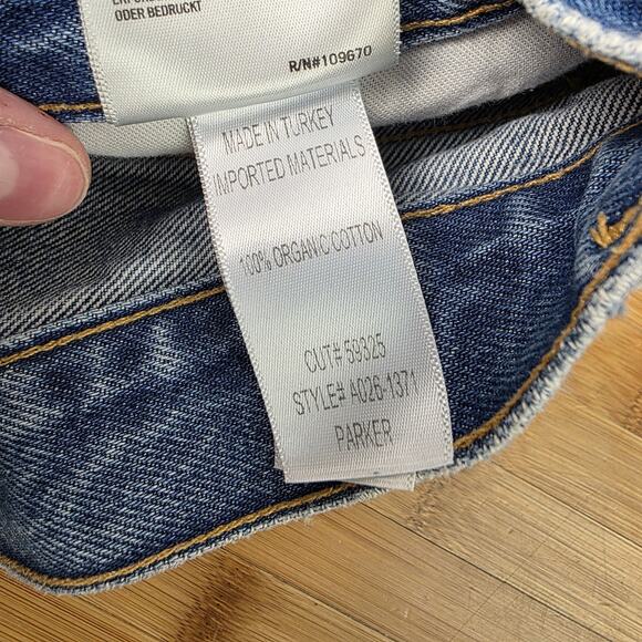 AGOLDE Parker Cut Off Distressed Shorts Clutch Size 26 Blue Button Fly Vintage - Picture 4 of 5